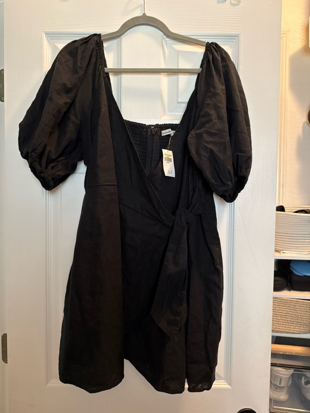 Abercrombie & Fitch Black V-Neck Dress with Smocked Back